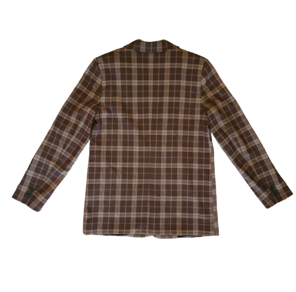 Treasure & Bond Brown Plaid Blazer Button Front Small - Picture 2 of 5